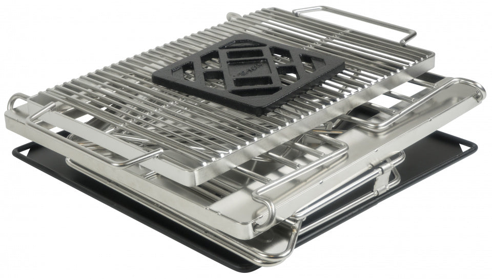 Acecamp Charcoal Barbecue - 35.5 X 35.5 X 33 Centimetres - Removable Grill - Handles - Foldable - Silver