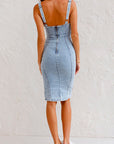 Adjustable Straps U-Neck Split Denim Cami Dress