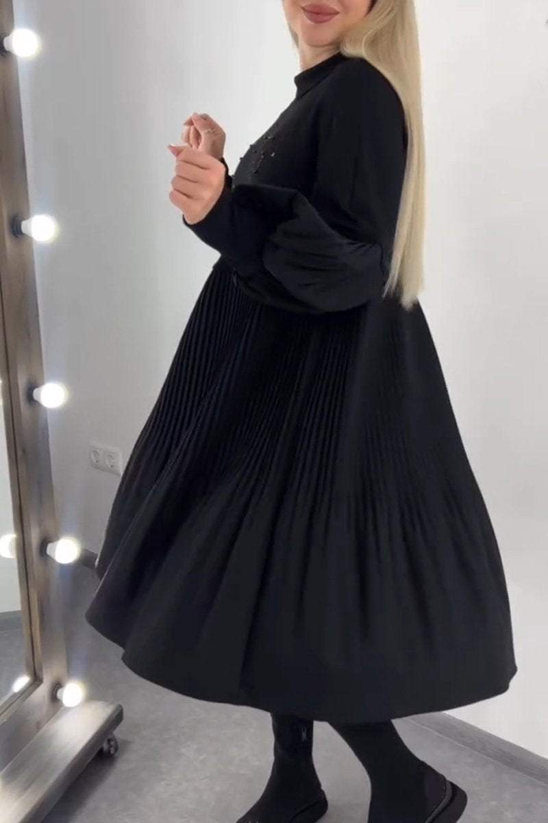 Adrienne - Tummy Covering Dress with Pleats