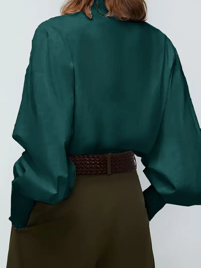 Albina - Ruched Blouse with Lantern Sleeves