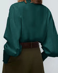 Albina - Ruched Blouse with Lantern Sleeves