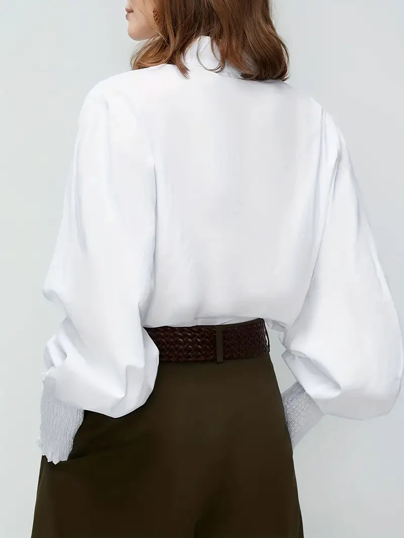 Albina - Ruched Blouse with Lantern Sleeves