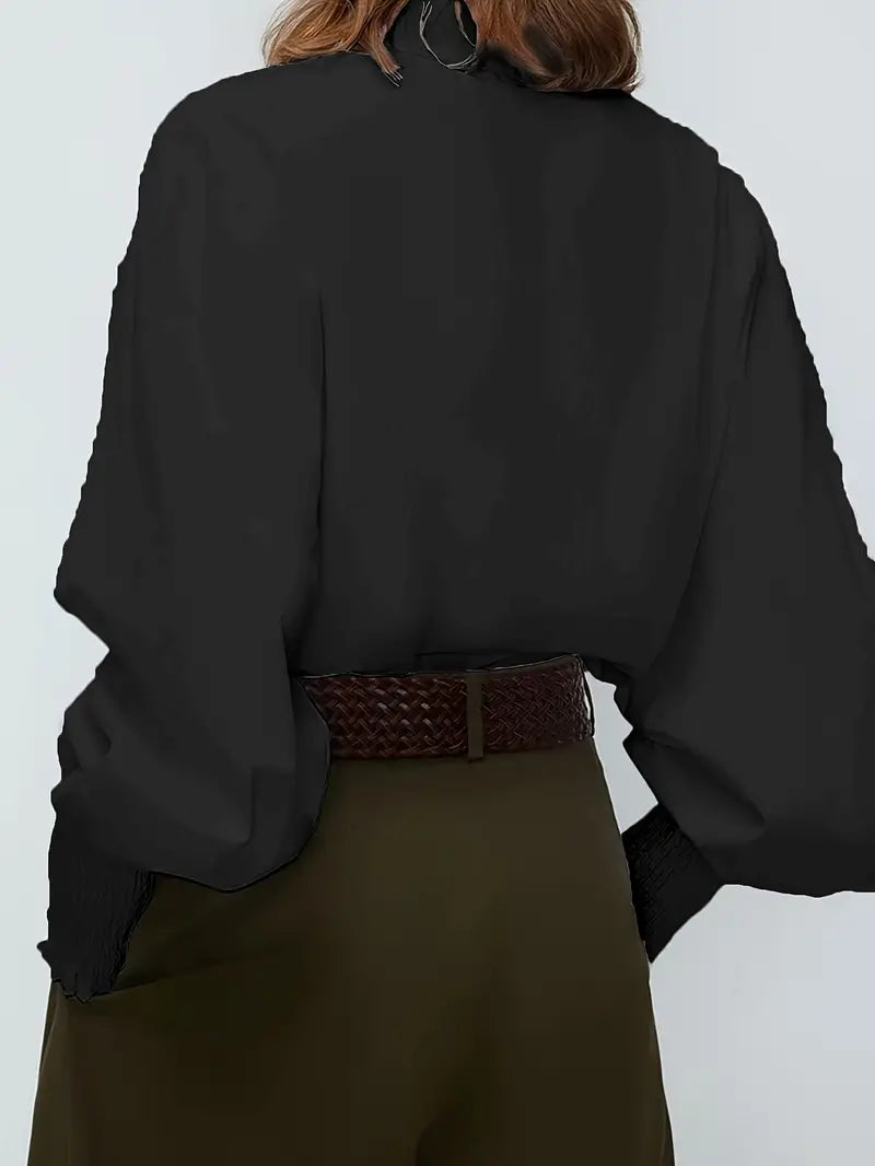 Albina - Ruched Blouse with Lantern Sleeves