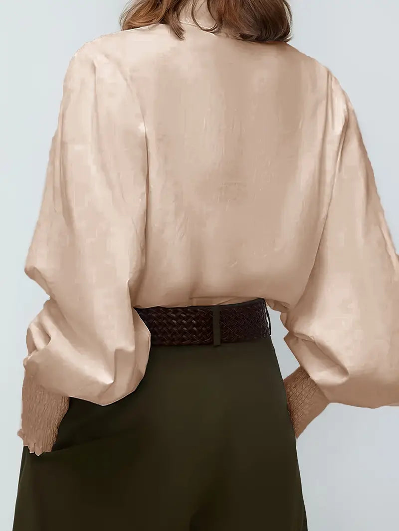 Albina - Ruched Blouse with Lantern Sleeves