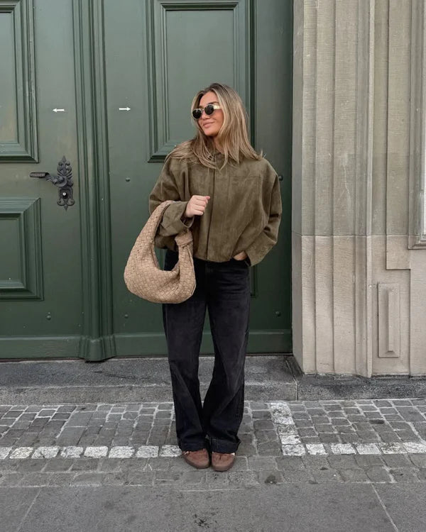 Alena - Suede Bomber Jacket