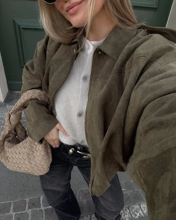 Alena - Suede Bomber Jacket