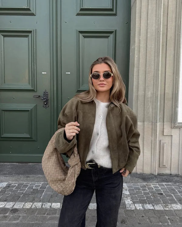 Alena - Suede Bomber Jacket