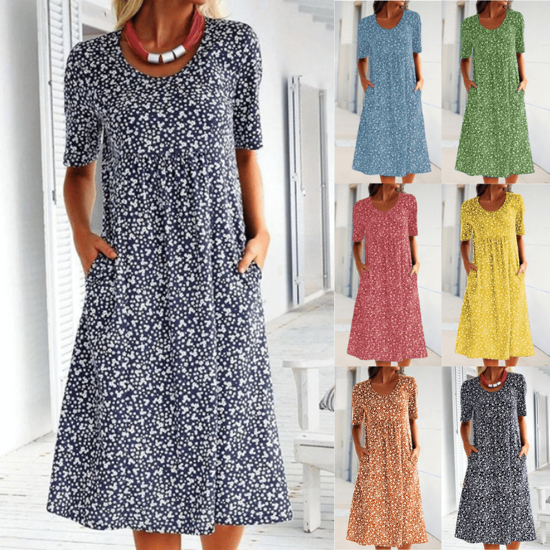 Alisha - Floral Dress with Round Neck