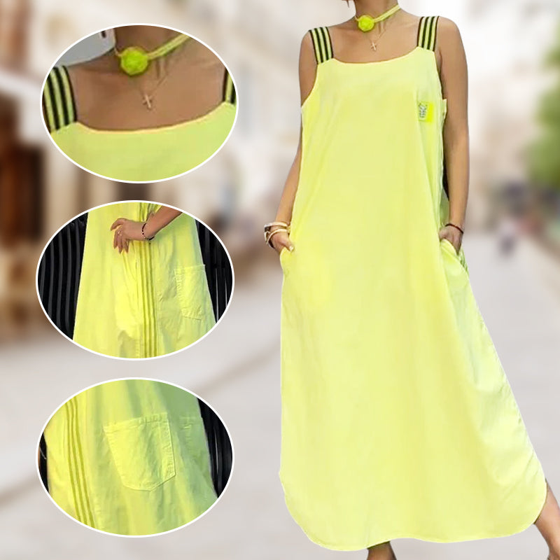 Allyson - Maxi Dress with Wide Straps and Pockets