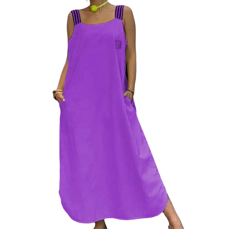 Allyson - Maxi Dress with Wide Straps and Pockets