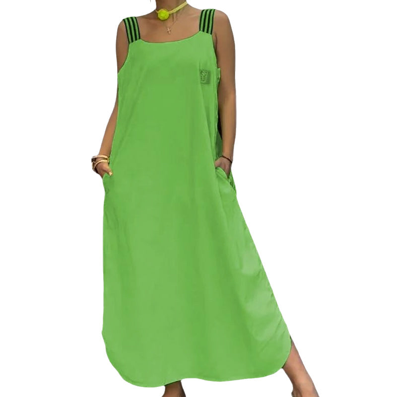 Allyson - Maxi Dress with Wide Straps and Pockets