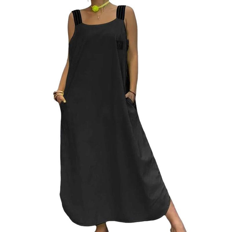 Allyson - Maxi Dress with Wide Straps and Pockets
