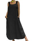 Allyson - Maxi Dress with Wide Straps and Pockets