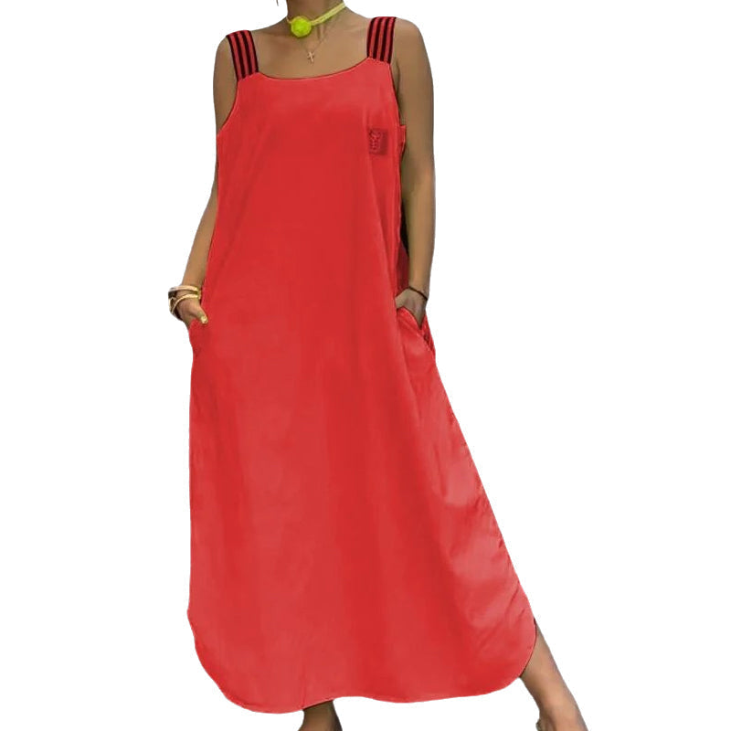 Allyson - Maxi Dress with Wide Straps and Pockets