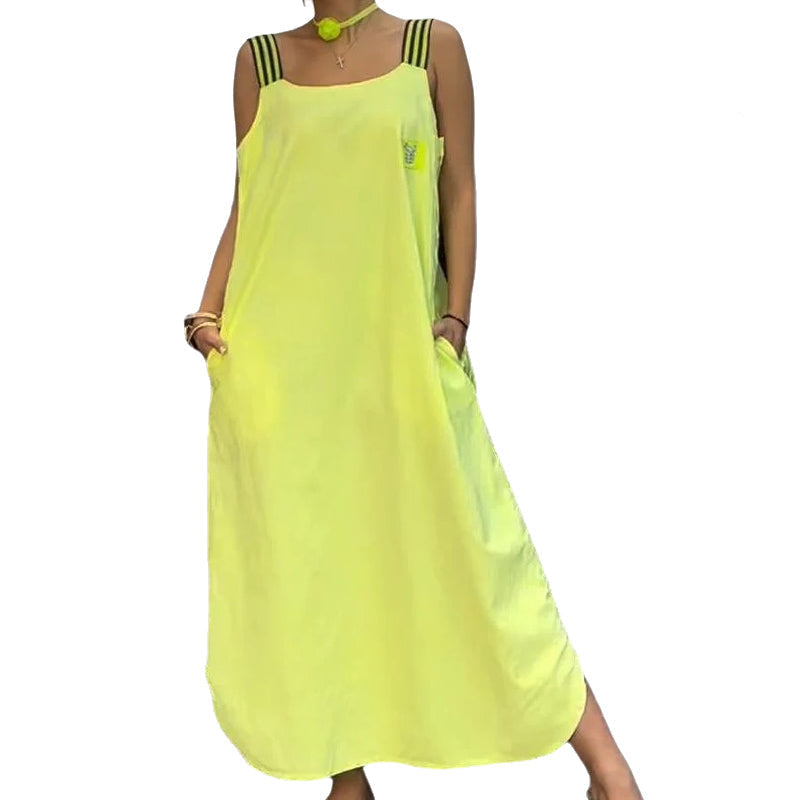 Allyson - Maxi Dress with Wide Straps and Pockets