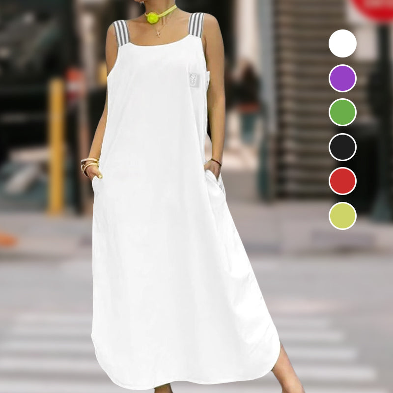 Allyson - Maxi Dress with Wide Straps and Pockets