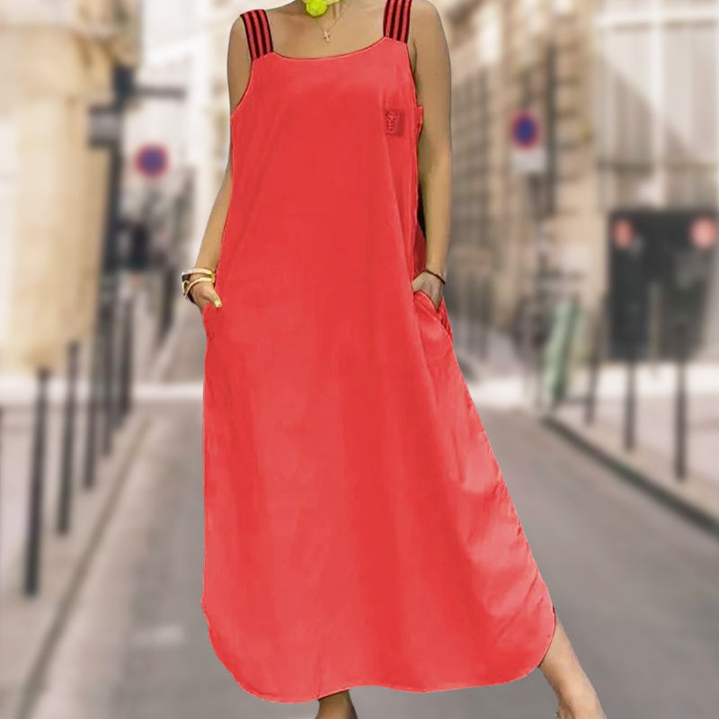 Allyson - Maxi Dress with Wide Straps and Pockets