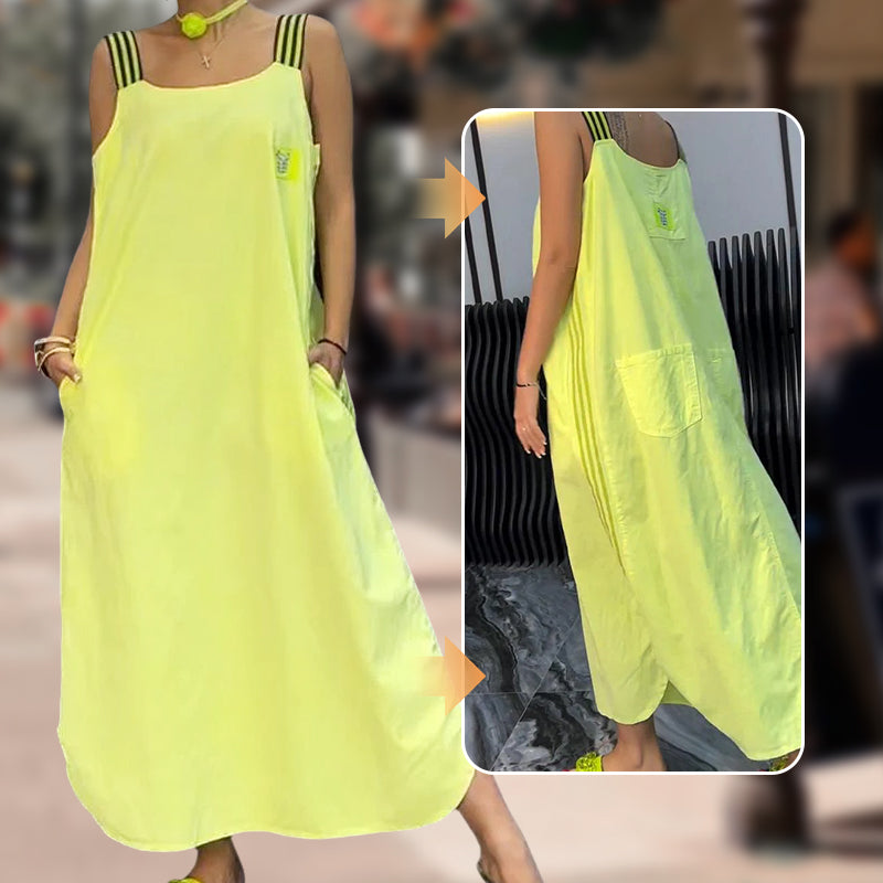 Allyson - Maxi Dress with Wide Straps and Pockets