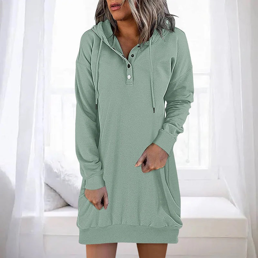 Althea - Long casual women's dress with hood