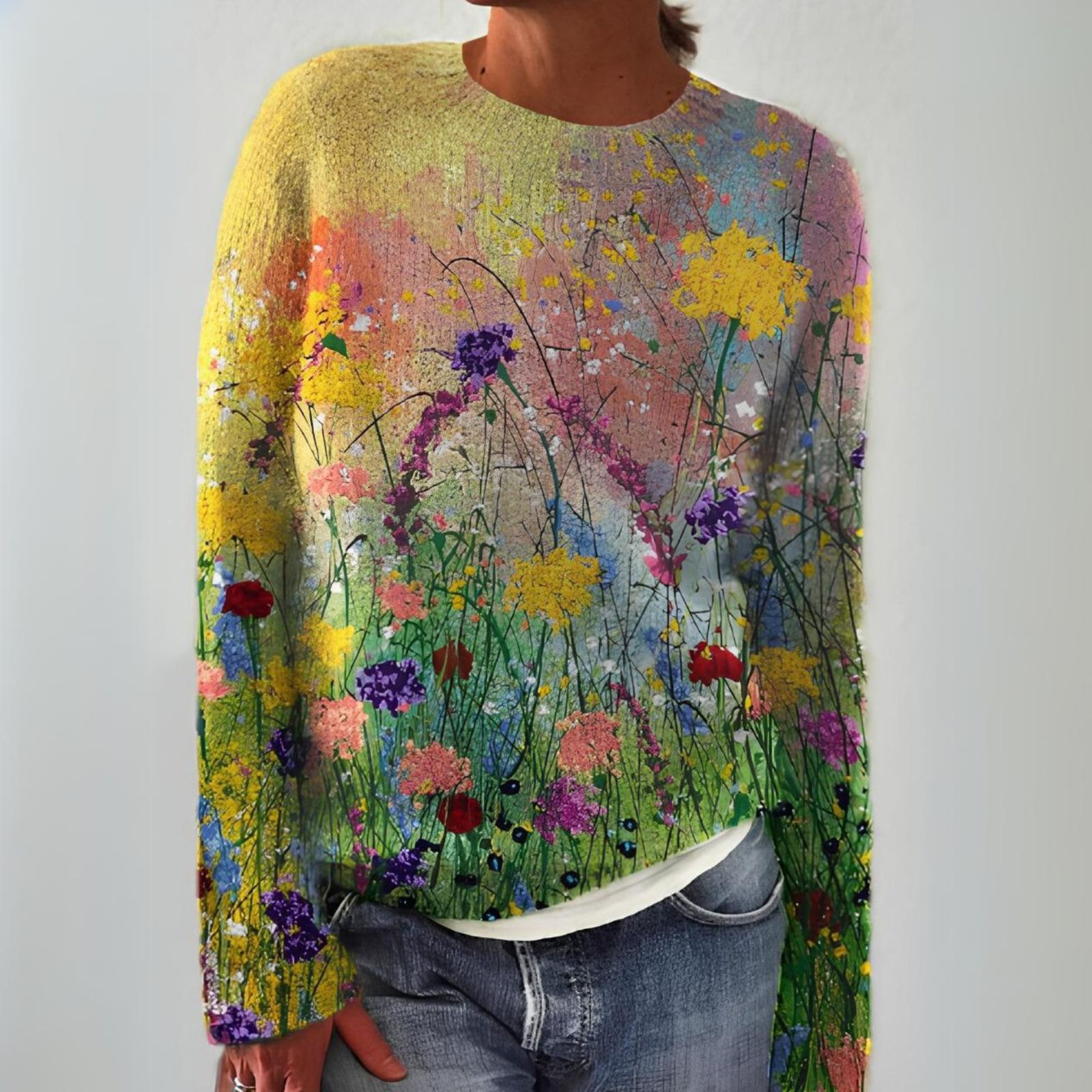 Amanda – Cosy Jumper with Floral Art