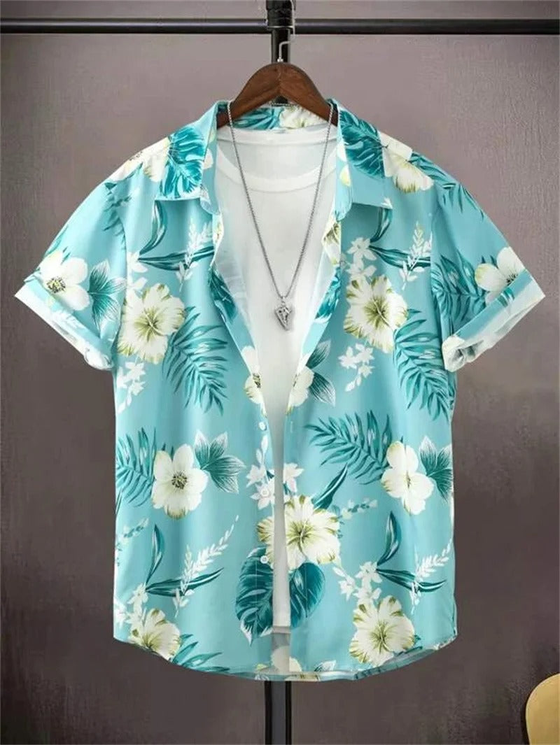 Amich - 3D Floral Print Hawaiian Shirt