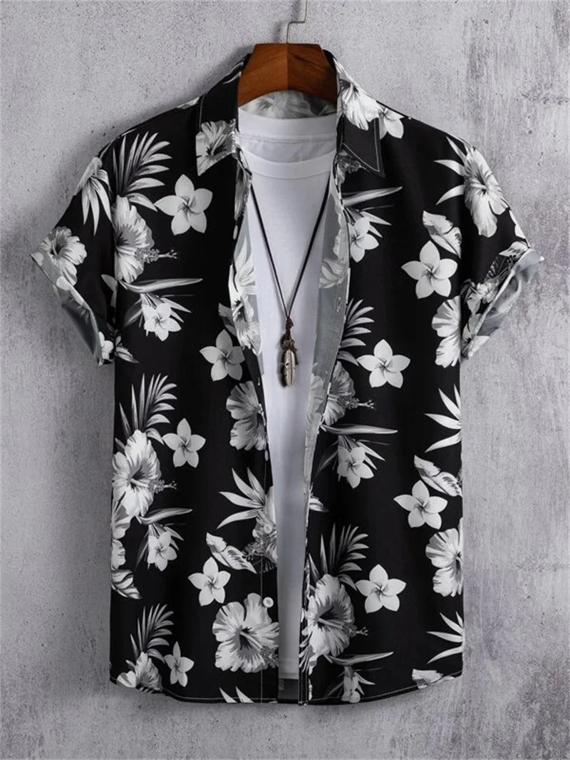 Amich - 3D Floral Print Hawaiian Shirt