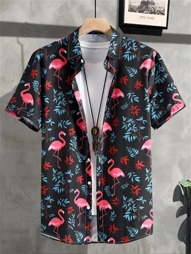 Amich - 3D Floral Print Hawaiian Shirt