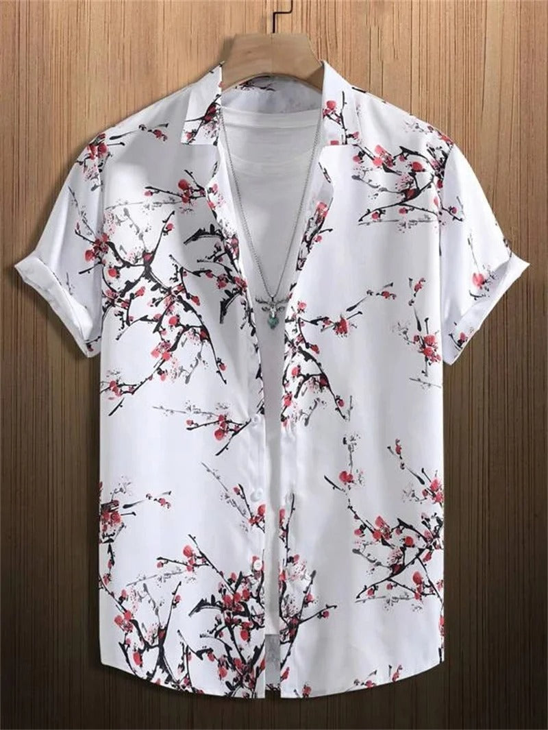Amich - 3D Floral Print Hawaiian Shirt
