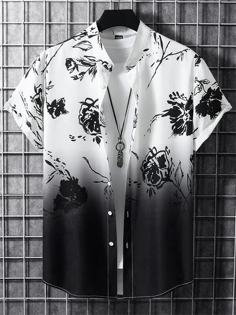 Amich - 3D Floral Print Hawaiian Shirt