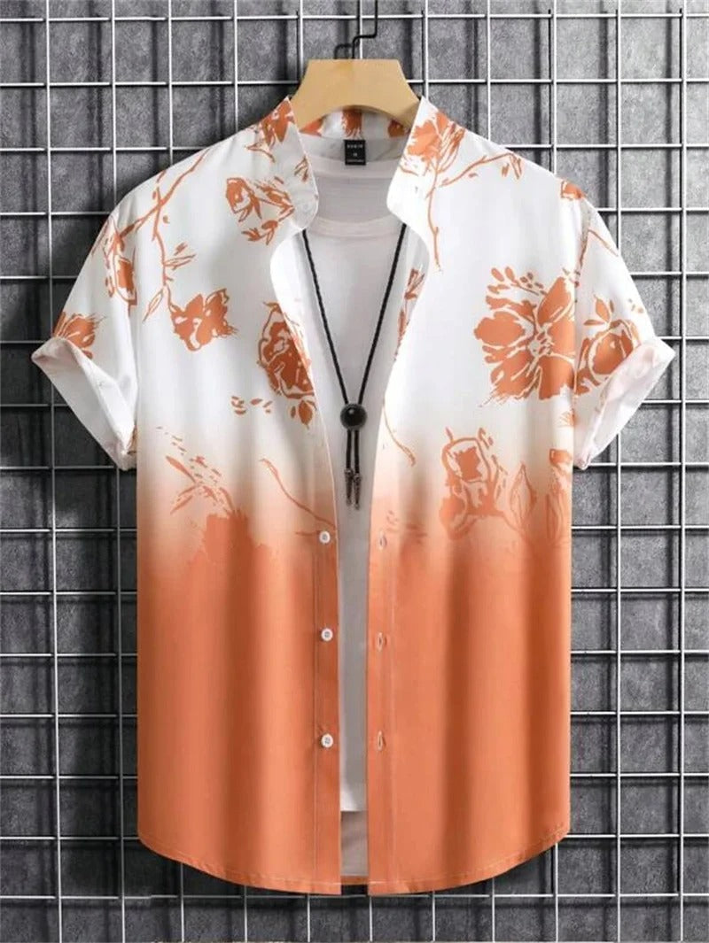 Amich - 3D Floral Print Hawaiian Shirt