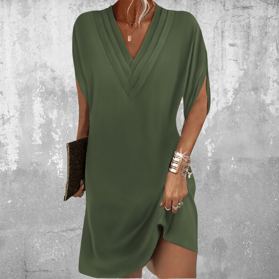 Anelia - Elegant Dress with Half Sleeves and V-Neck