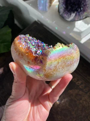 Angel Aura Heart Shaped Rainbow Crystal Cluster