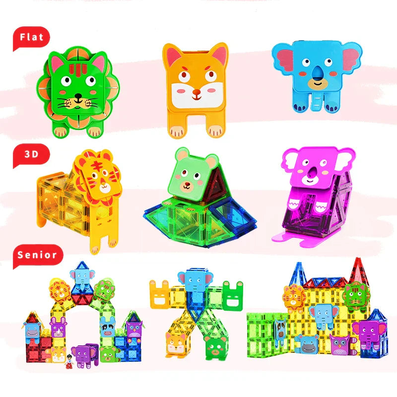 Animal Magnetic Building Blocks - Magnetic Building Magic - Magnetic Animals Tiles
