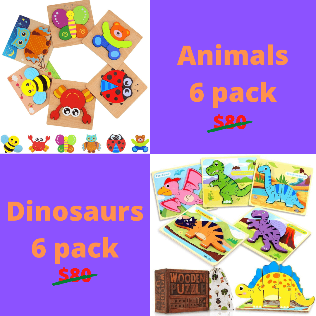Animals & Dinosaur Puzzles 2x 6 PACK (£90 savings!)