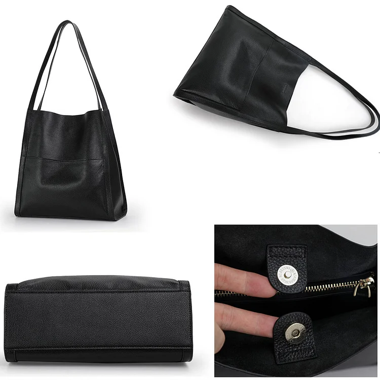 Annarosa – Plain, Simple Shoulder Bag Made of Genuine Leather
