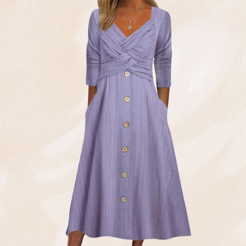 Anouk - Elegant and Slimming Dress with Buttons