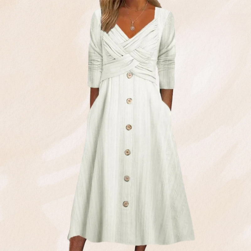 Anouk - Elegant and Slimming Dress with Buttons