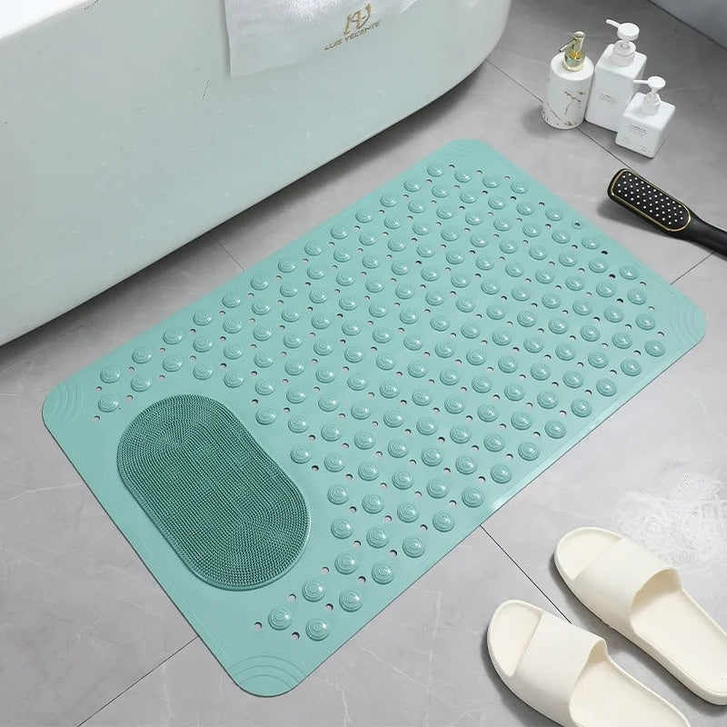 Anti-Slip Shower Mat with Built-in Foot Scrubber