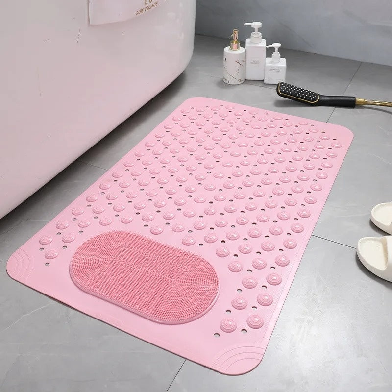 Anti-Slip Shower Mat with Built-in Foot Scrubber