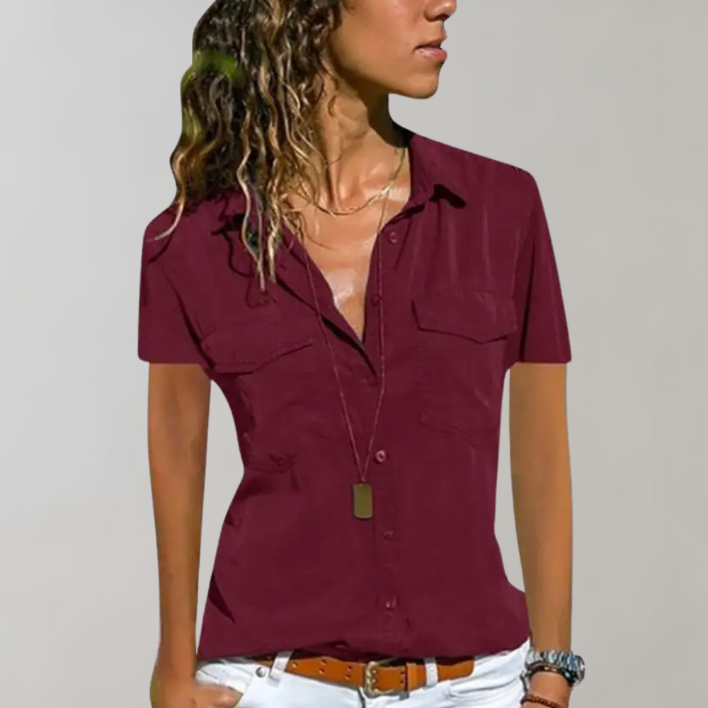 Aristea – Ladies' Blouse with Short Sleeves and Casual Elegance