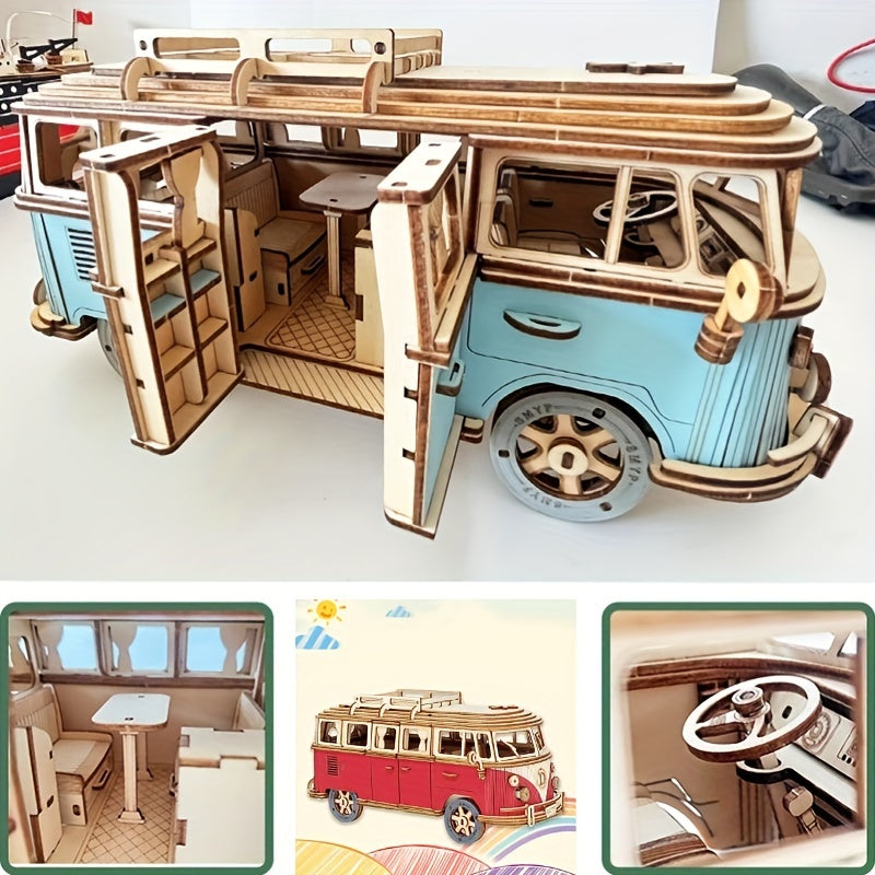 ArtiCraft - Wooden 3D Puzzle Camper for Children and Adults