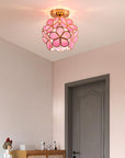 Artistic Glass Ceiling Lamp with Flower Motif - FlowerHall