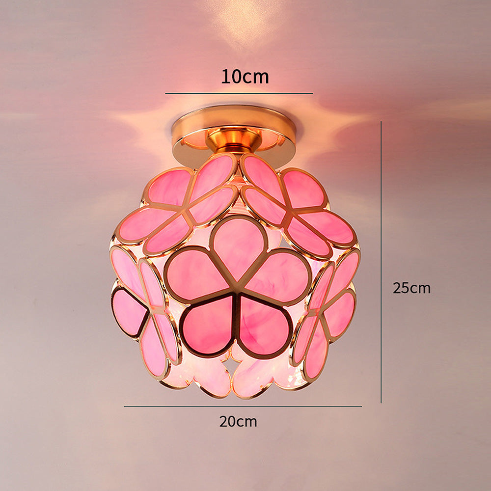 Artistic Glass Ceiling Lamp with Flower Motif - FlowerHall