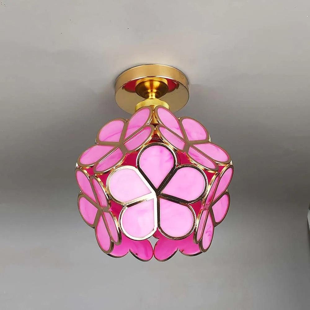 Artistic Glass Ceiling Lamp with Flower Motif - FlowerHall