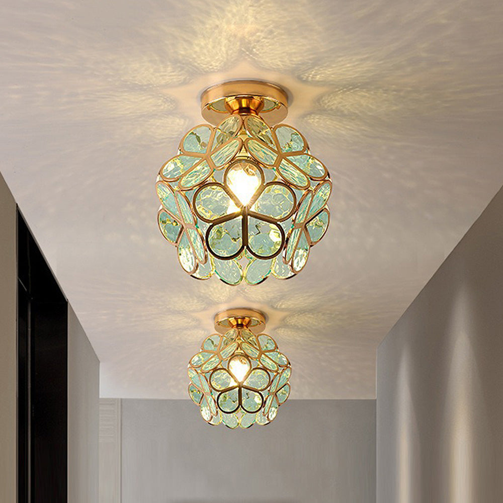 Artistic Glass Ceiling Lamp with Flower Motif - FlowerHall