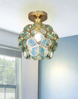 Artistic Glass Ceiling Lamp with Flower Motif - FlowerHall