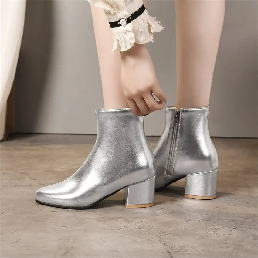 Ash - Stylish Silver Ankle Boots for Women