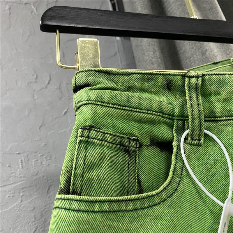 Asymmetrical Denim Skirt with High Waist