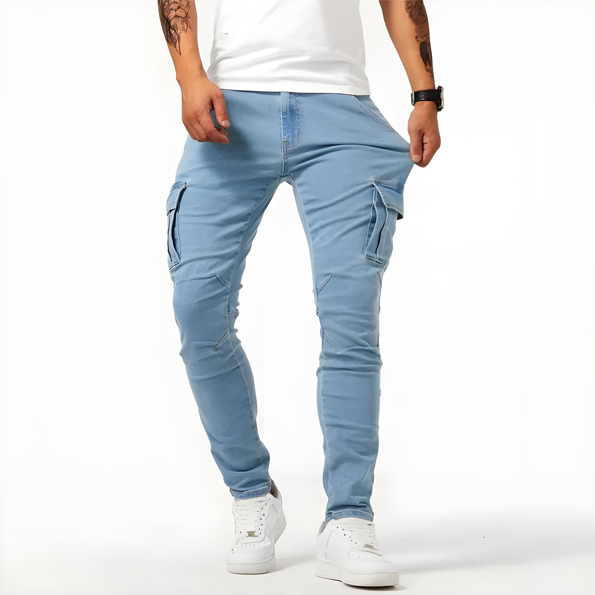 Bartosz – Elastic Denim Cargo Trousers