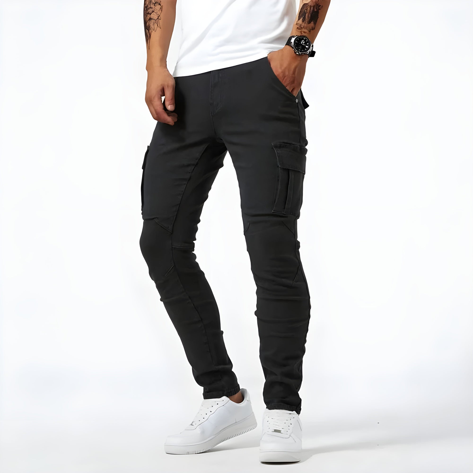 Bartosz – Elastic Denim Cargo Trousers